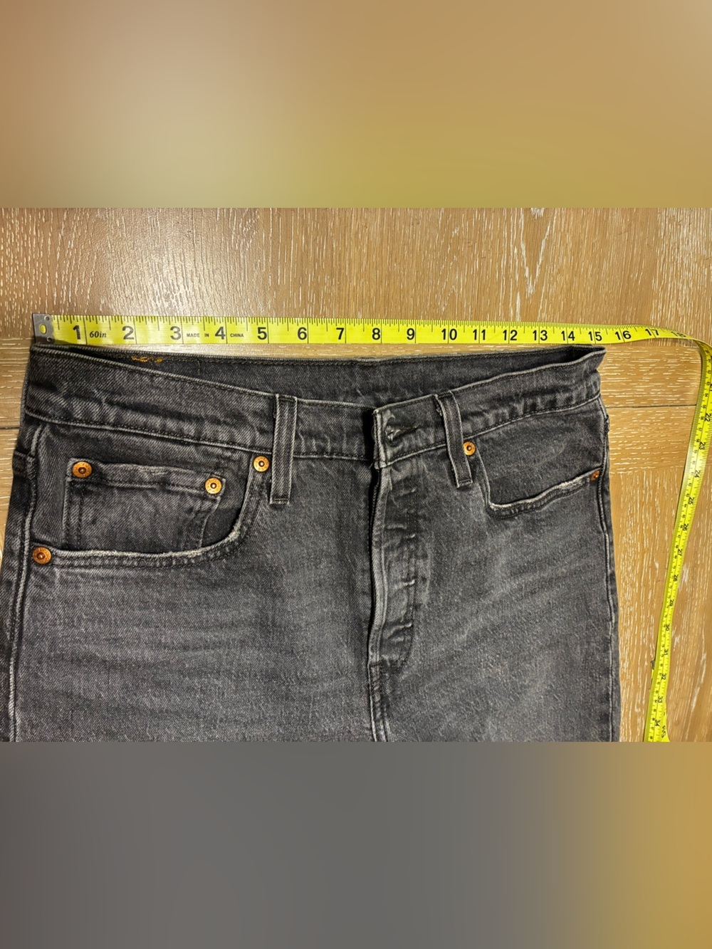 Levi's Women's Straight Leg Black Distressed Denim Jeans With Button Fly - Picture 7 of 9